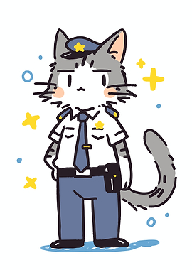 Cute Cat Police Officer