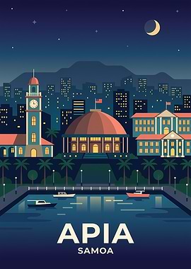 Apia Samoa Cityscape at Night