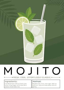 Mojito Cocktail Poster – Minimalist Tropical Drink Wall Art