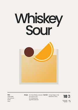 Whiskey Sour Cocktail Minimalist Poster
