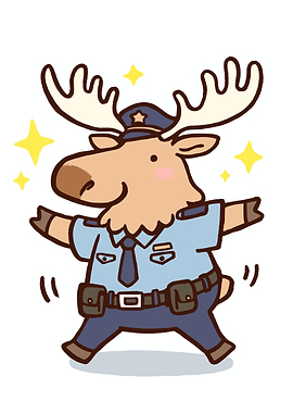 Cute Moose Police Officer Dancing