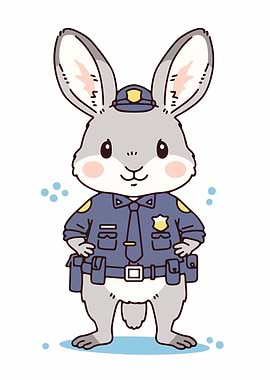 Cute Police Bunny Cartoon