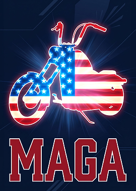 MAGA Motorcycle with American Flag