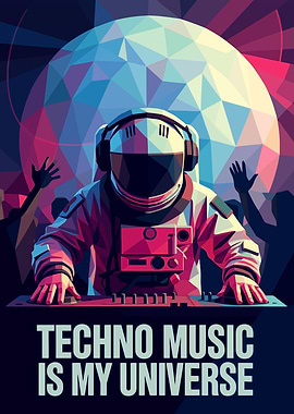 Astronaut DJ Techno Music Universe