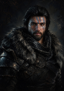 Warrior with Blue Face Paint