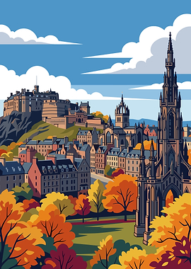 Edinburgh Cityscape in Autumn