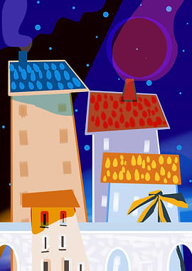Abstract cityscape at night