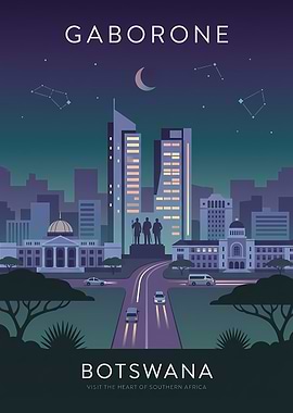 Gaborone Botswana Cityscape Poster