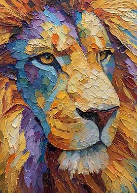 Textured Lion Portrait Painting