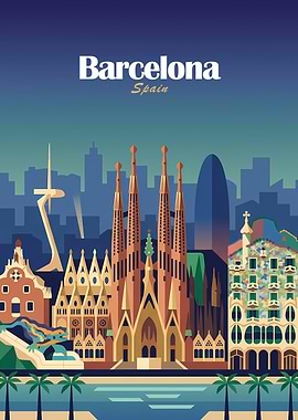 Barcelona Skyline with Sagrada Familia