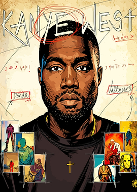 Kanye West Portrait with Donda Artwork