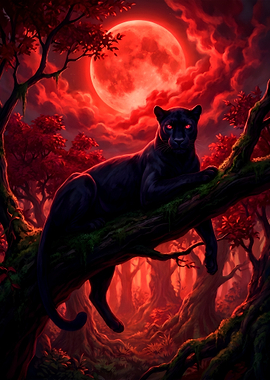 Black Panther in Red Forest