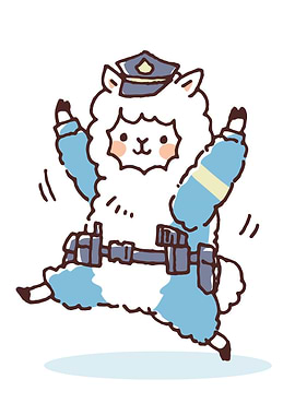 Cute Alpaca Police Officer Jumping