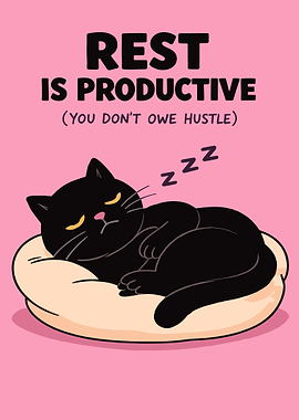 Rest is Productive Funny Cat