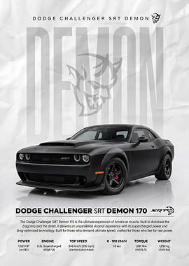 black Dodge Challenger SRT Demon 170 poster