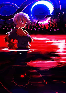Crying Child in Red Water