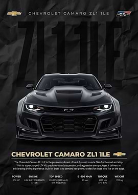 black strikingChevrolet Camaro ZL1 1LE poster