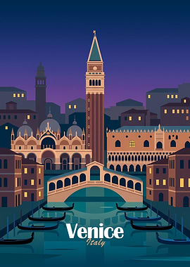 Venice Italy Cityscape at Dusk
