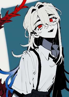 Anime Vampire Girl with Red Eyes