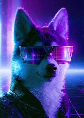 Cyberpunk Dog Wearing VR Goggles