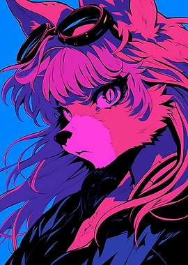 Anime Fox Character with Goggles