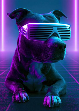 Cyberpunk Dog with VR Goggles