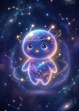 Cute Cosmic Alien with Stars