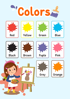 Cute kids Learning Colors chart