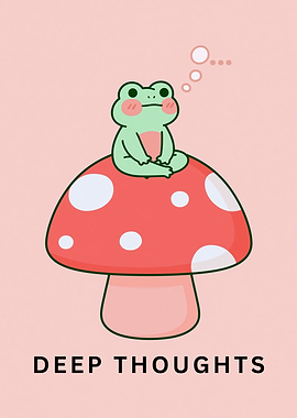 Cute Frog on Mushroom