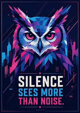 Geometric Owl with Cityscape and Quote