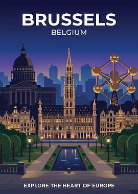 Brussels Belgium Cityscape Poster