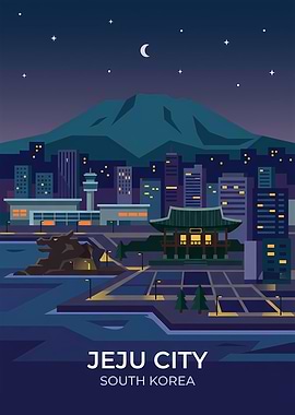 Jeju City South Korea Nightscape