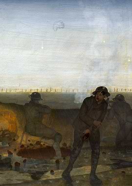 A German Attack on a Wet Morning by Harold Sandys Williamson WW1 Historical Painting
