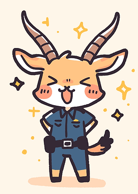 Cute Gazelle Police Officer