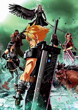 Final Fantasy VII Group Battle Scene