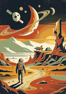 Astronaut exploring alien planet