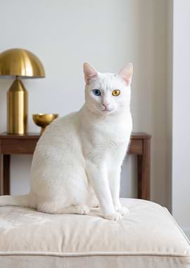 White cat with heterochromia