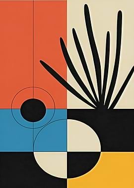 Abstract Geometric Composition with Organic Elements