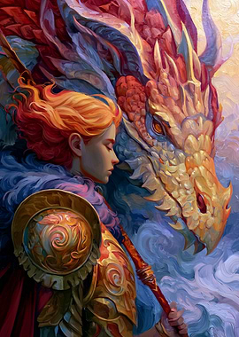 Warrior and Dragon Embrace
