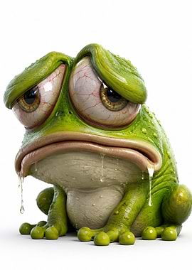 Sad, Drooling Cartoon Frog