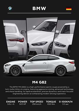 BMW M4 G82 Car Poster