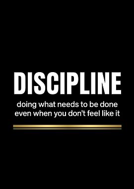 Discipline definition text art Black Gold Wall Art