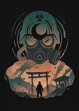 Post-Apocalyptic Survivor in Gas Mask