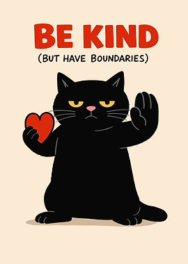 Black Cat with Heart and Boundary