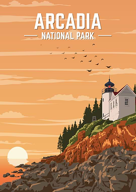 Arcadia National Park Vintage Poster