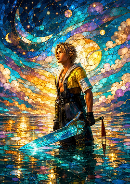 Tidus in a Stained Glass World