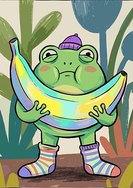 Frog Holding a Banana