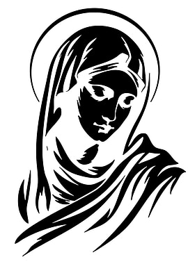 Black and White Virgin Mary Icon