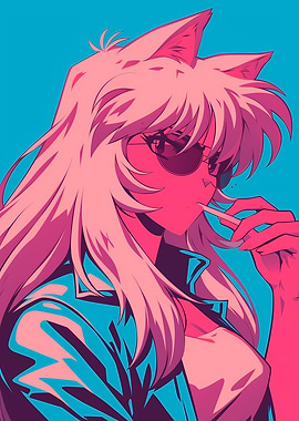 Anime Cat Girl with Sunglasses