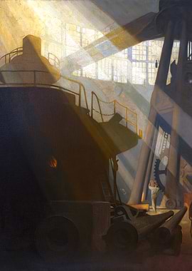 In the Gun Factory at Woolwich Arsenal by George Clausen WW1 Historical Painting